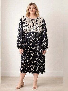 Chi Chi London Adelina Satin Midi Black White Monochrome Dress NWT Size 20